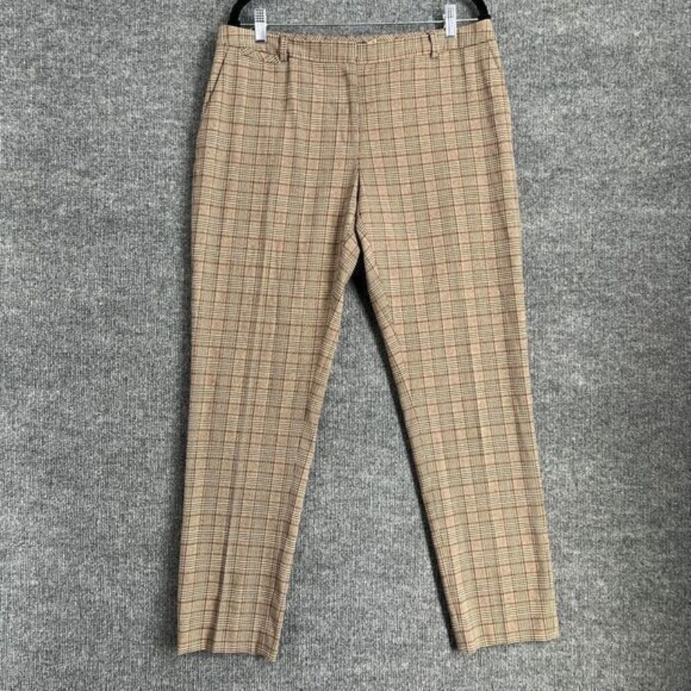 Tommy Hilfiger Womens Glen Plaid Trousers Pants Size 10 Tan Office Academia